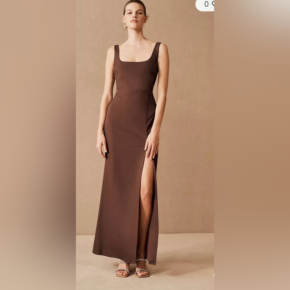 BHLDN Brown Catarina Crepe Maxi Dress